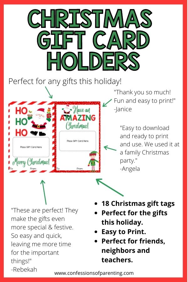 Testimonial for the Christmas gift card holders with a red border. 