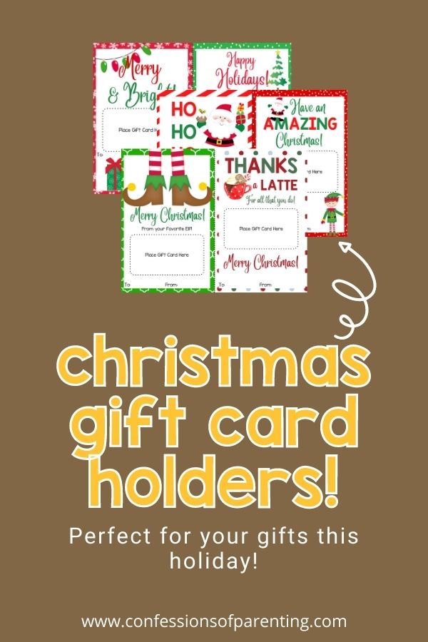 Examples of gift card holders which are perfect for gifts this holiday on a brown background. 