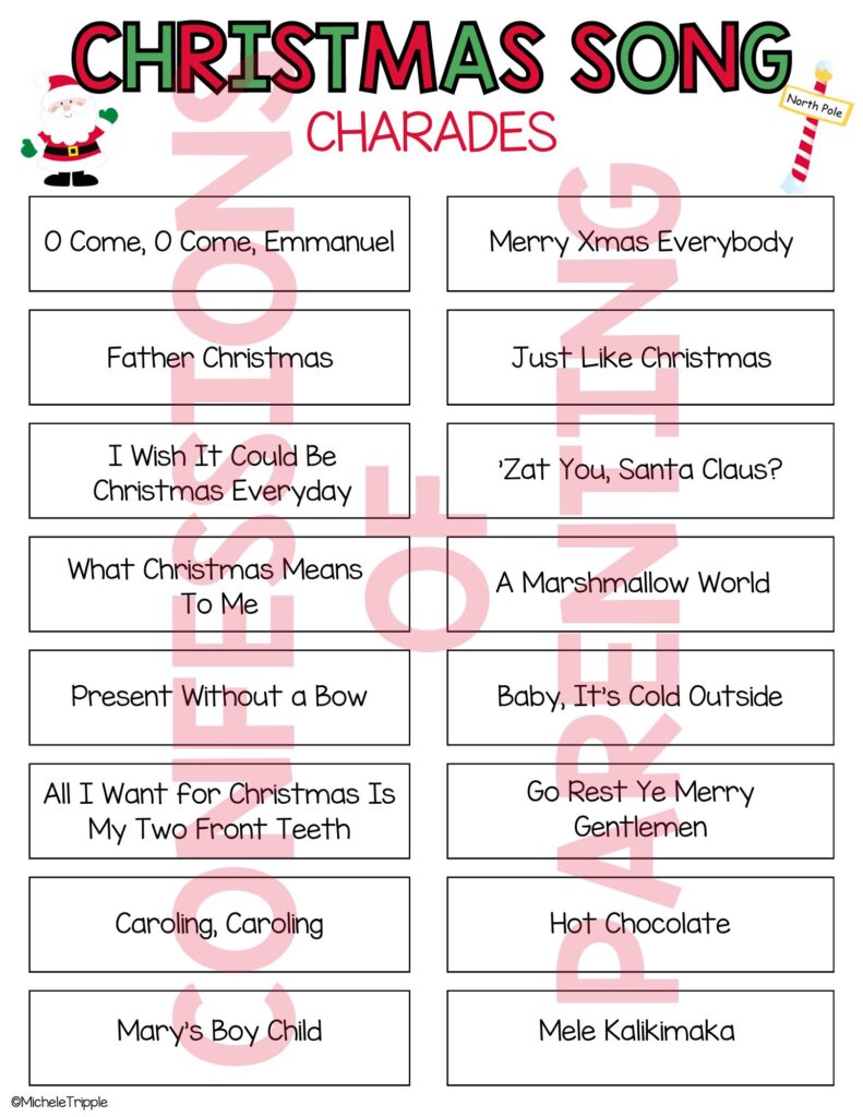 94 Festive Christmas Song Charades