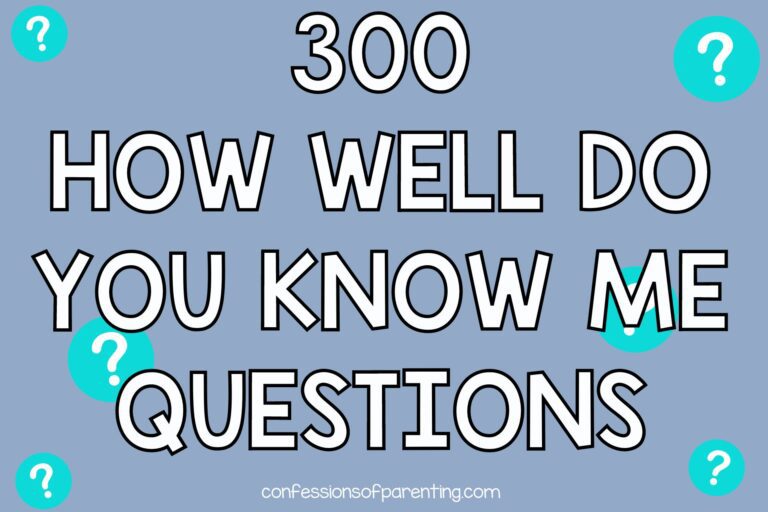 How well do you know me questions on lavender background and teal question marks.