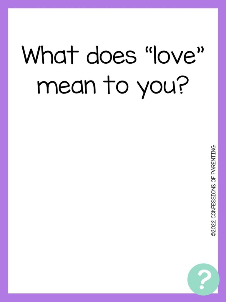 Flirty question to ask a girl with white background, lavender border, and teal question mark. 