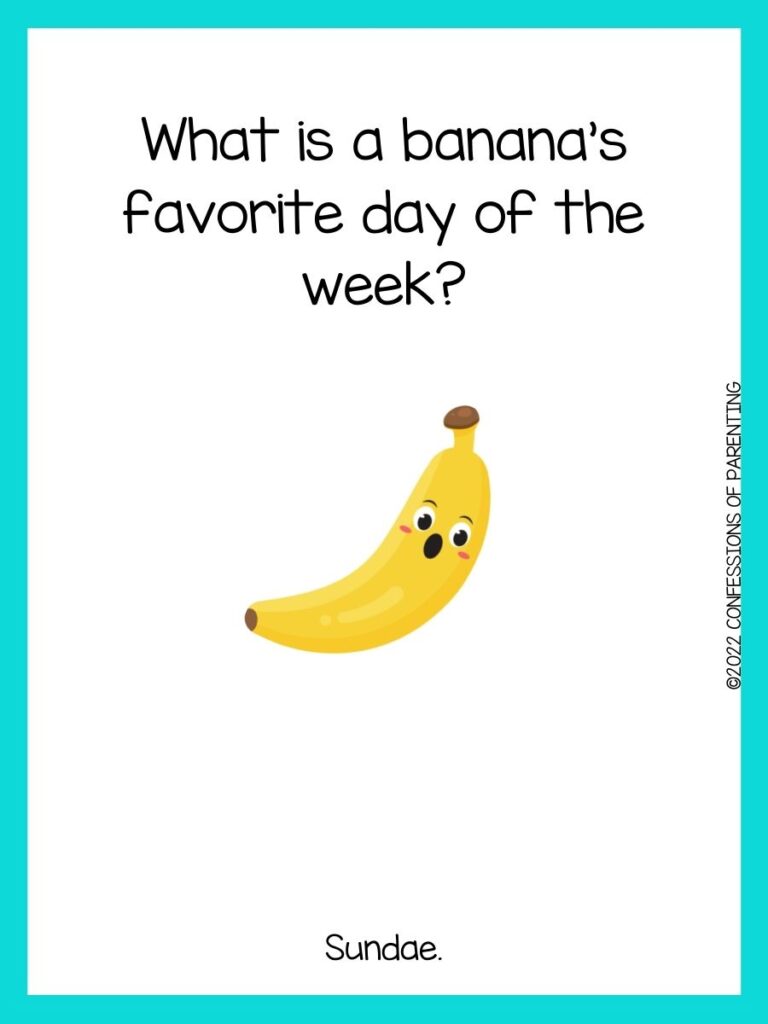 Surprise emoji banana with blue border and banana joke