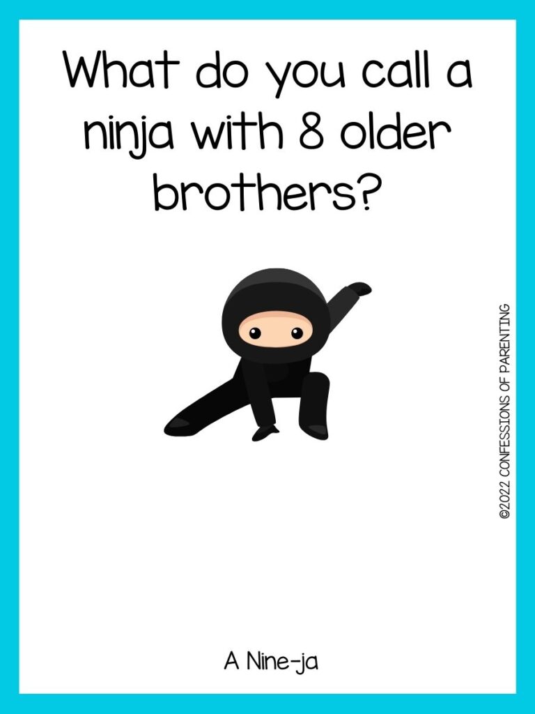 A ninja landing with blue border and ninja joke