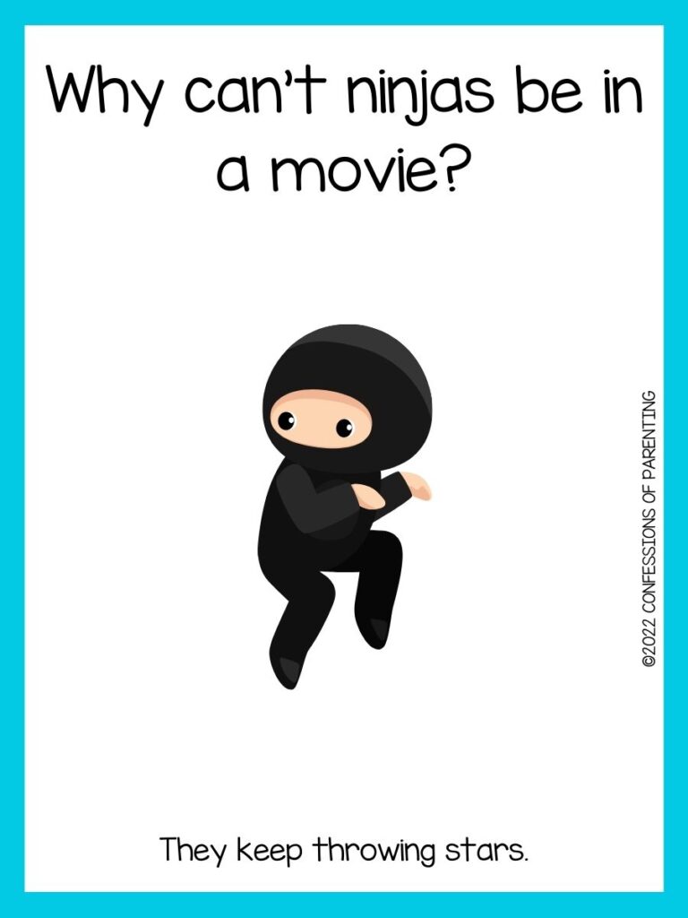A ninja sneaking with blue border and ninja joke