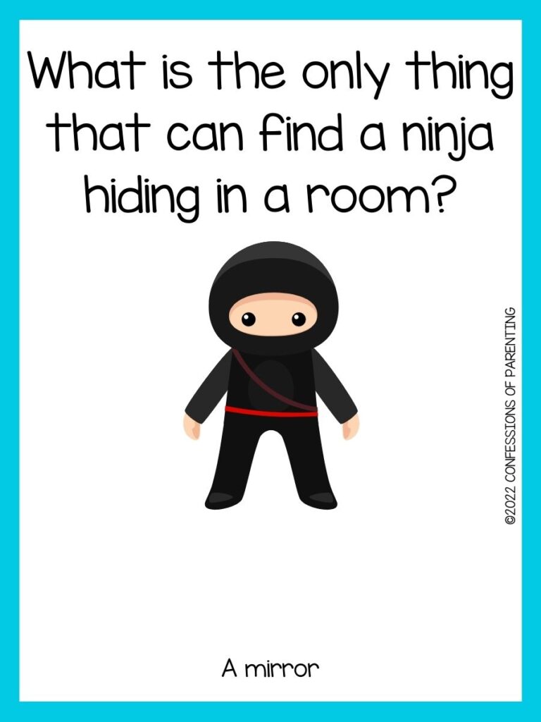 A ninja with blue border and ninja joke