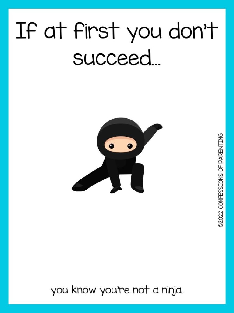Ninja landing with blue border and ninja joke