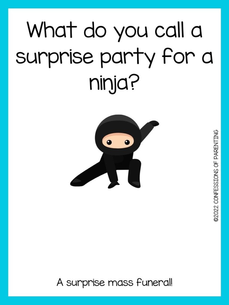 A ninja landing with blue border and ninja joke
