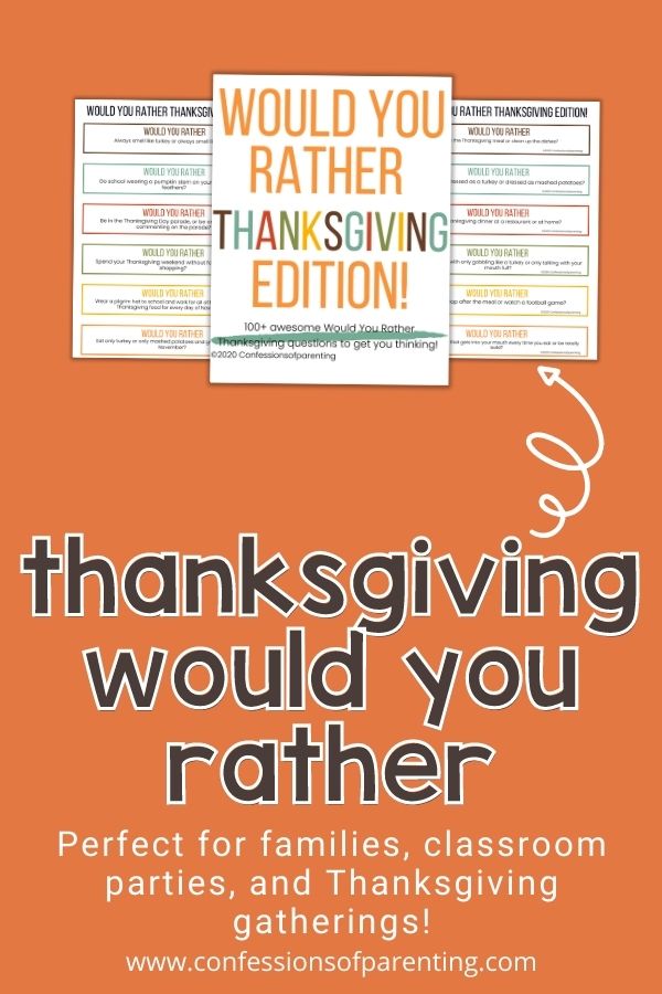 Thanksgiving Would You Rather Game Thanksgiving Think Fast 