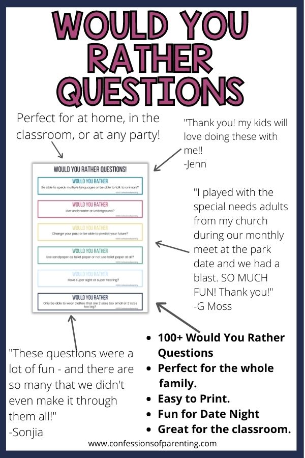 60 free printable would you rather questions - ESL Vault