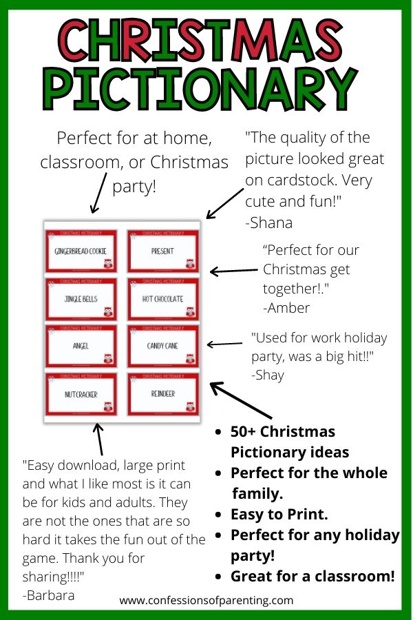 Christmas Pictionary Game For Families-Free Printable - Fox Farm Home