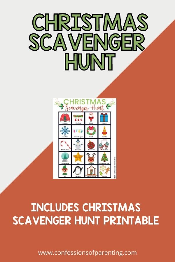 Example of the scavenger hunt on an orange background. 