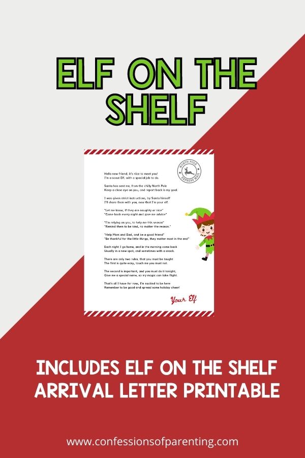 Printable of the Elf on the Shelf Arrival Letter on a red background. 