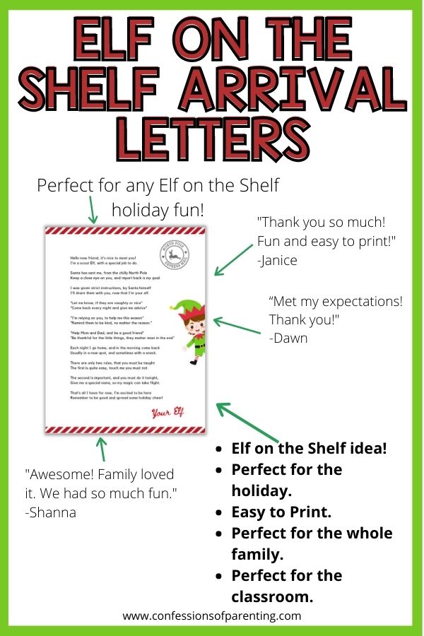 Testimonial for the elf on the shelf letter perfect this holiday with a green border. 