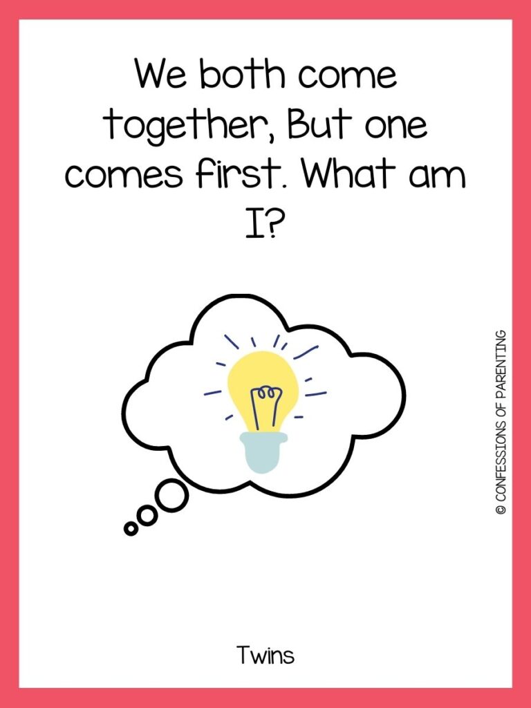 logic riddle with yellow bulb in cloud on white background with pink border