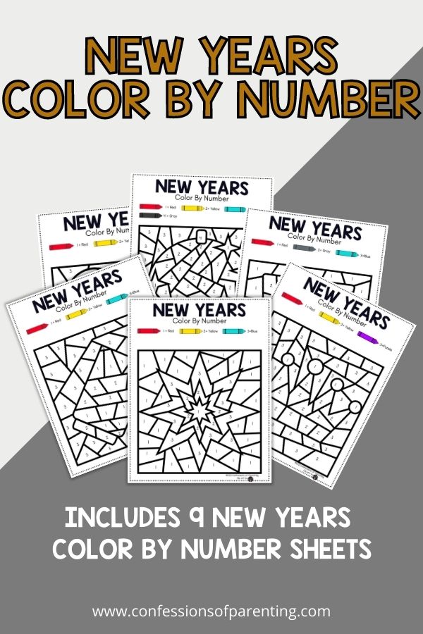 Free Printable New Year's Eve Color by Number Pages - The Artisan Life