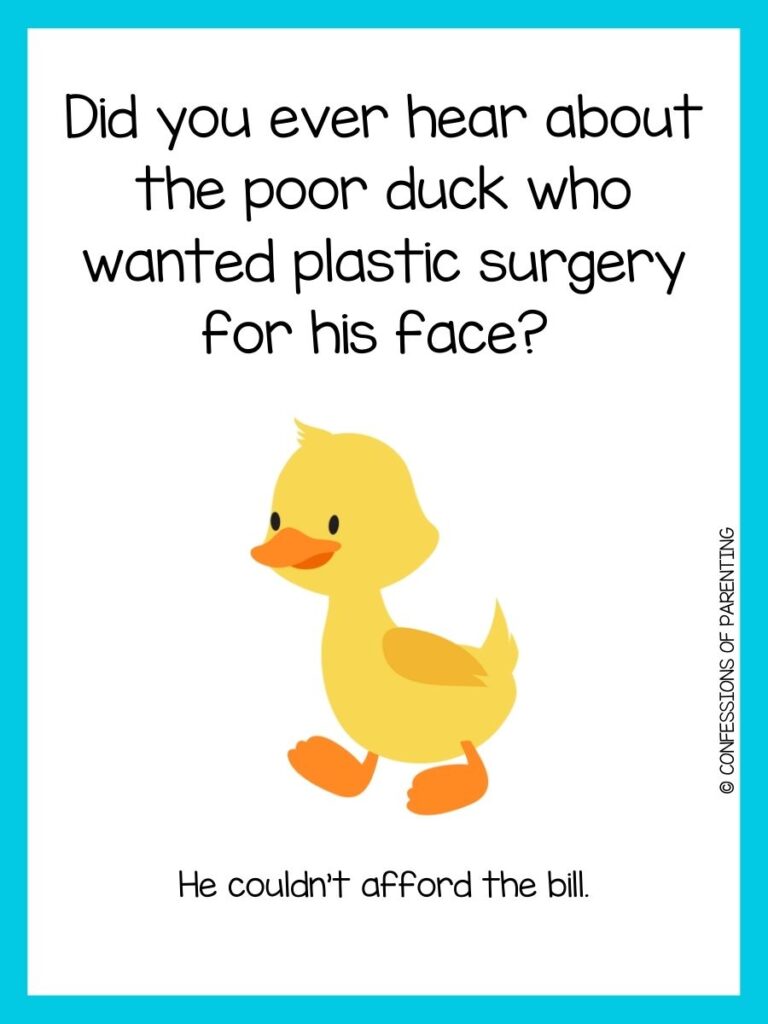 Doctor joke on white background with blue border and yellow duck
