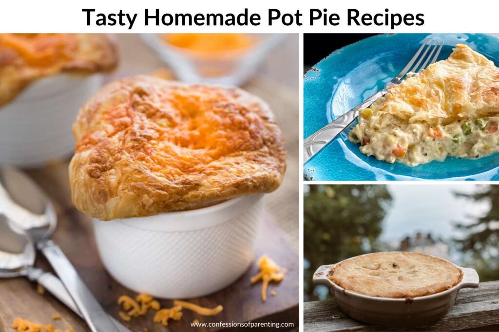 image with 3 pictures of pot pies