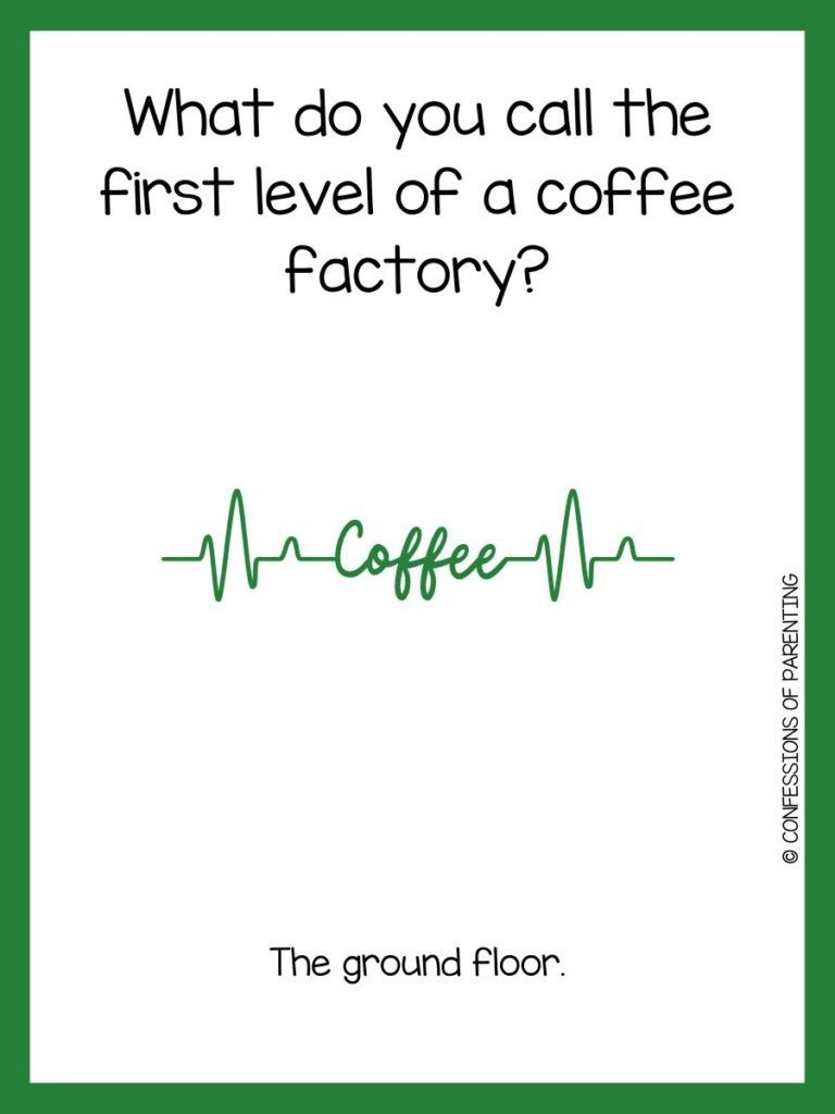 green heartbeat line with word coffee in the middle on white background with green border