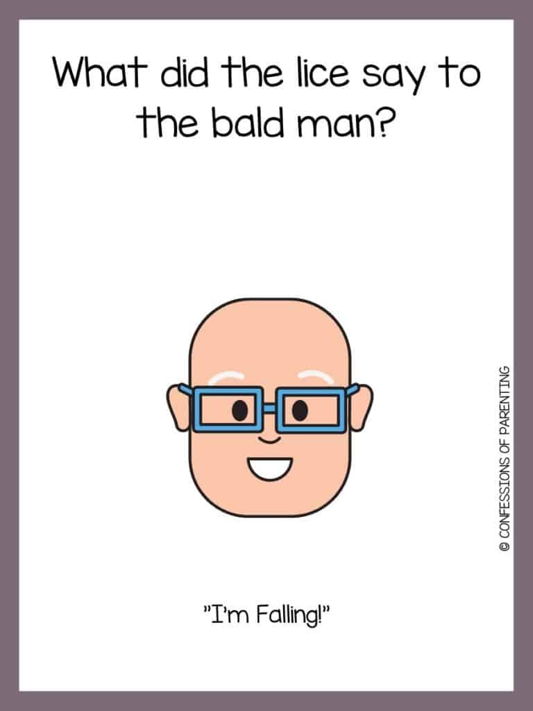 grey bordered image with bald joke written on it