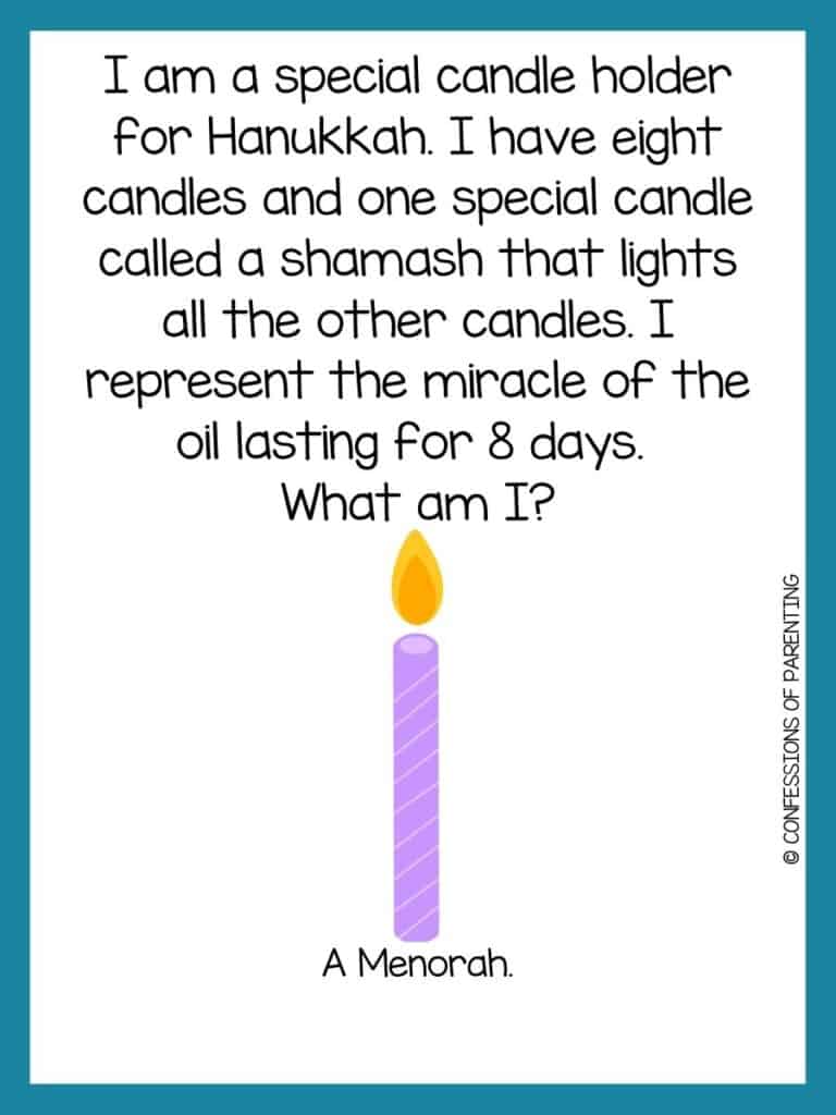 Teal bordered image with candle riddle written on it