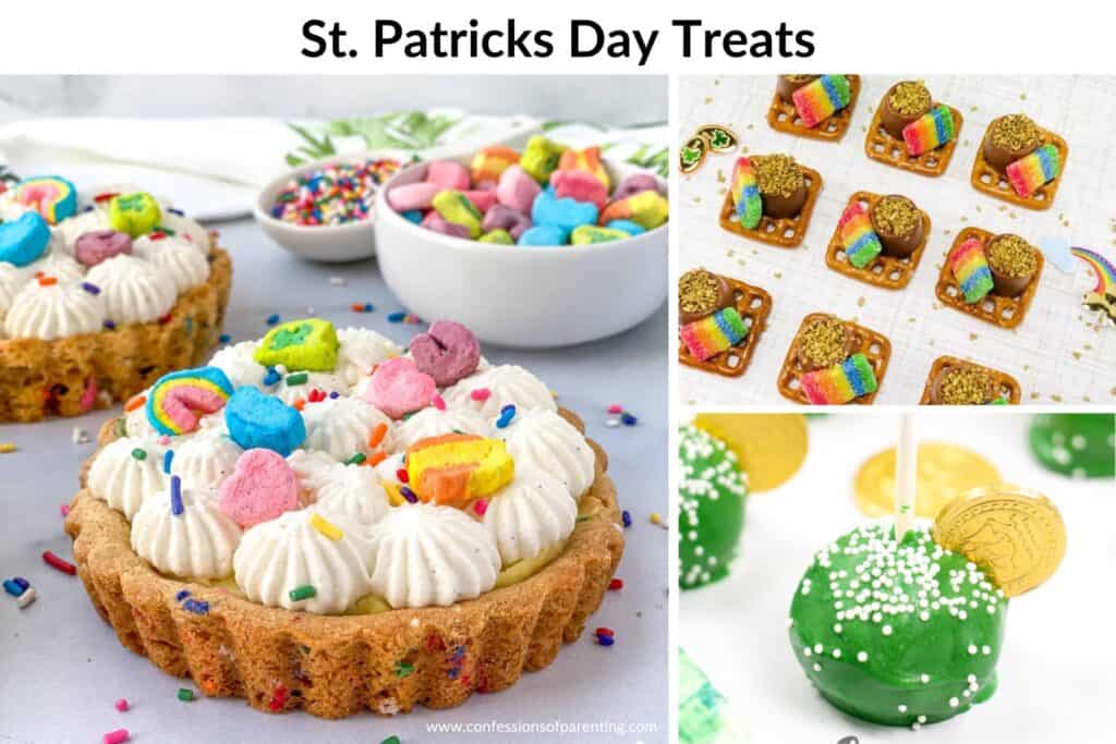 3 St. Patricks Day Treats in a horizontal image