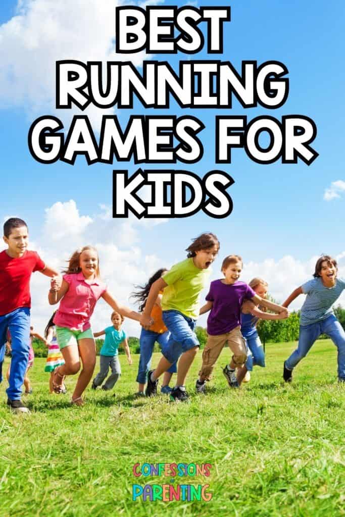 pin: kids running with white text "best running games for kids"