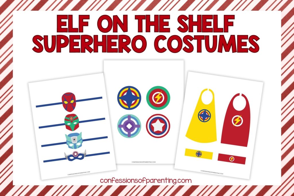 Festive Elf on the Shelf Superhero Costumes Printable