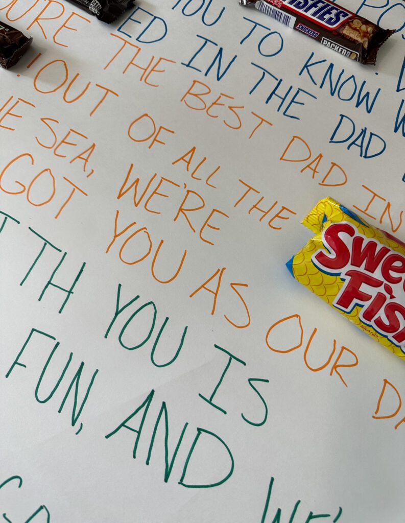 close up of Father's day candy poster