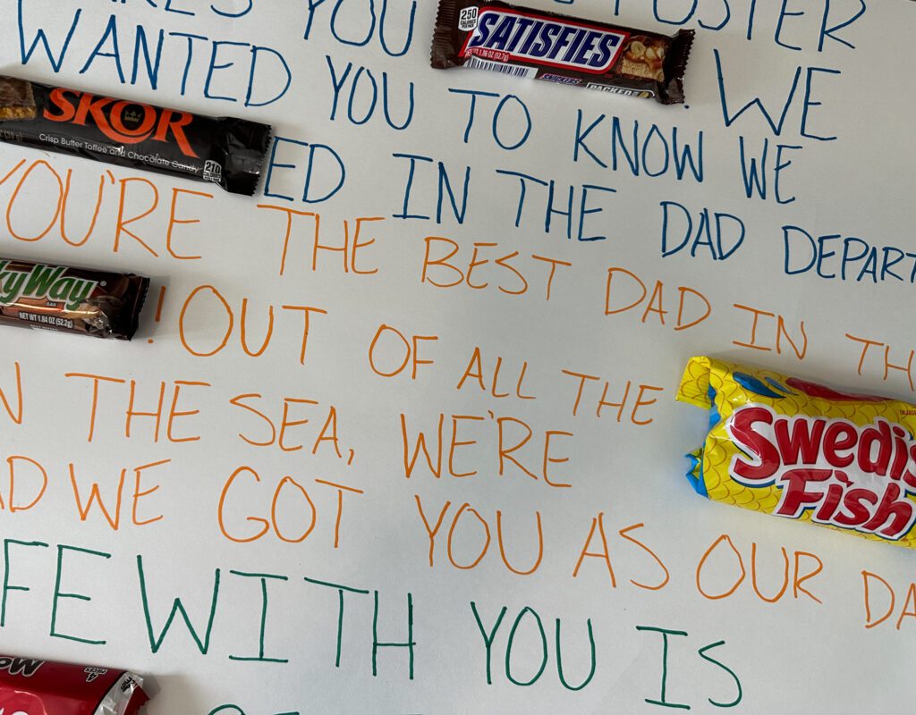 close up of father's day candy poster