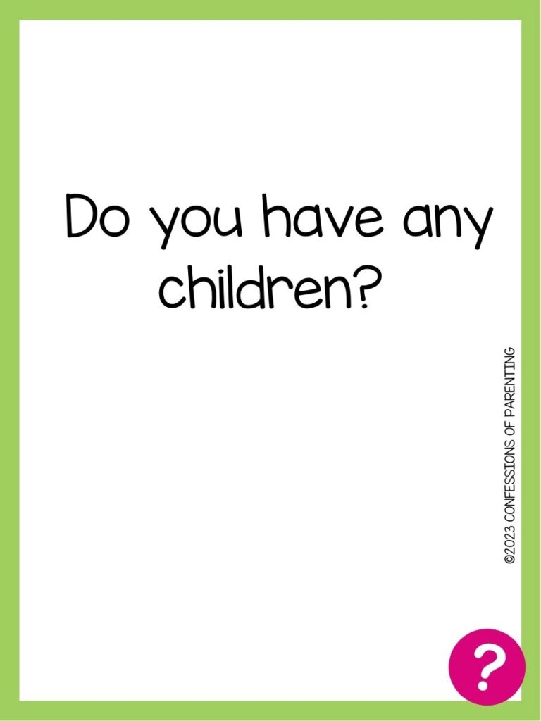 in post image with white background, green border, text of speed dating question and pink question mark image