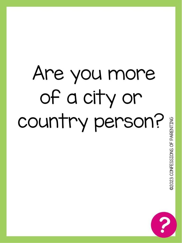 in post image with white background, green border, text of speed dating question and pink question mark image