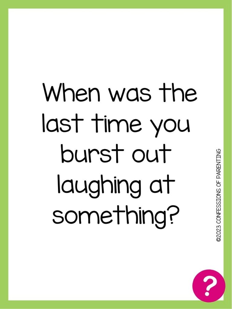 in post image with white background, green border, text of speed dating question and pink question mark image
