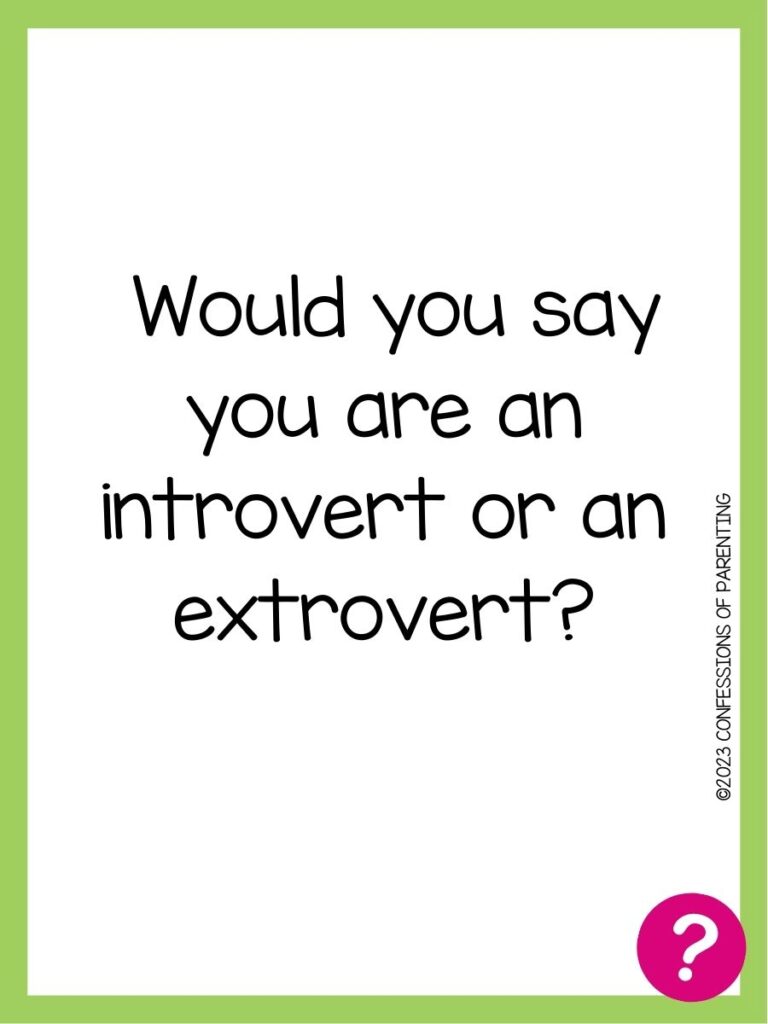 in post image with white background, green border, text of speed dating question and pink question mark image