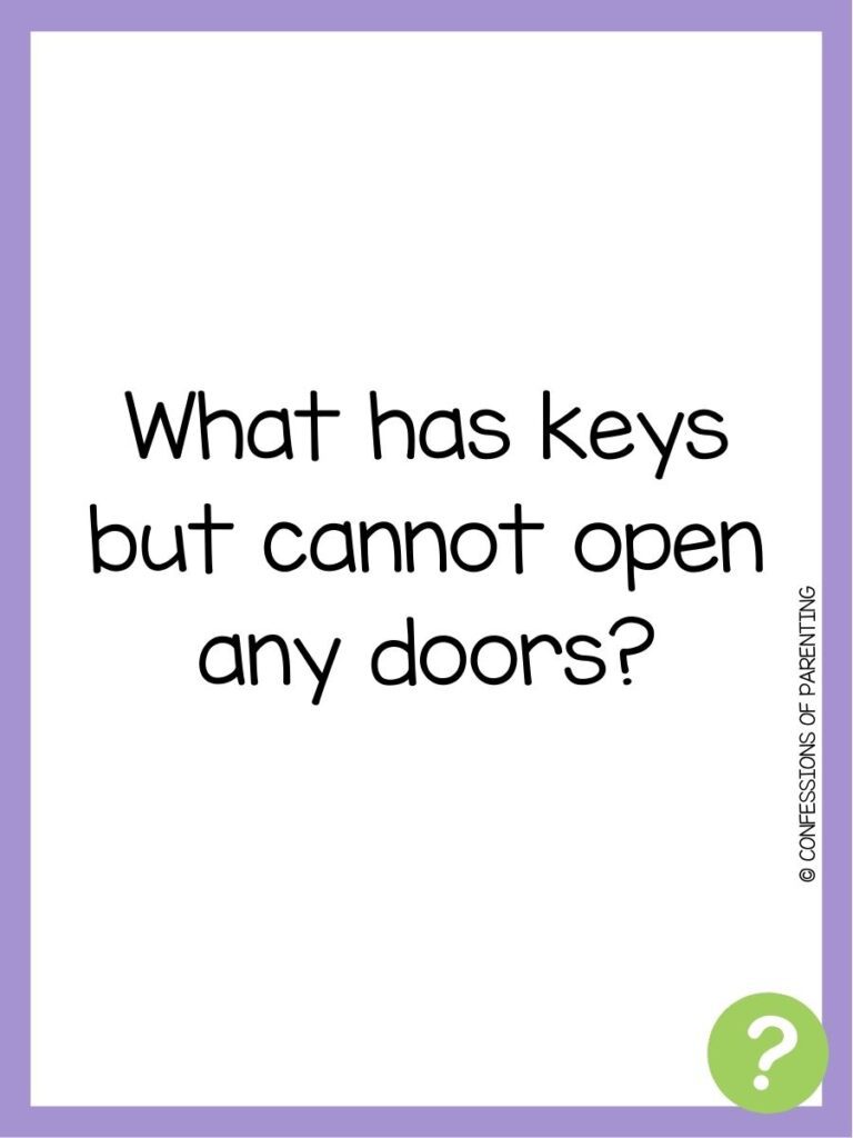 in post image with white background, purple border, text of trick question, and green question mark image