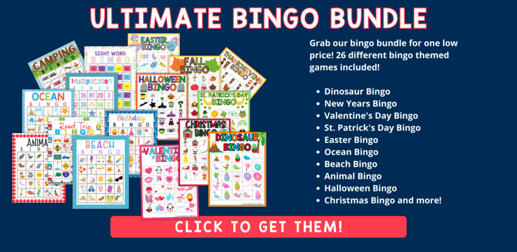 ultimate bingo bundle with PDFs on blue background