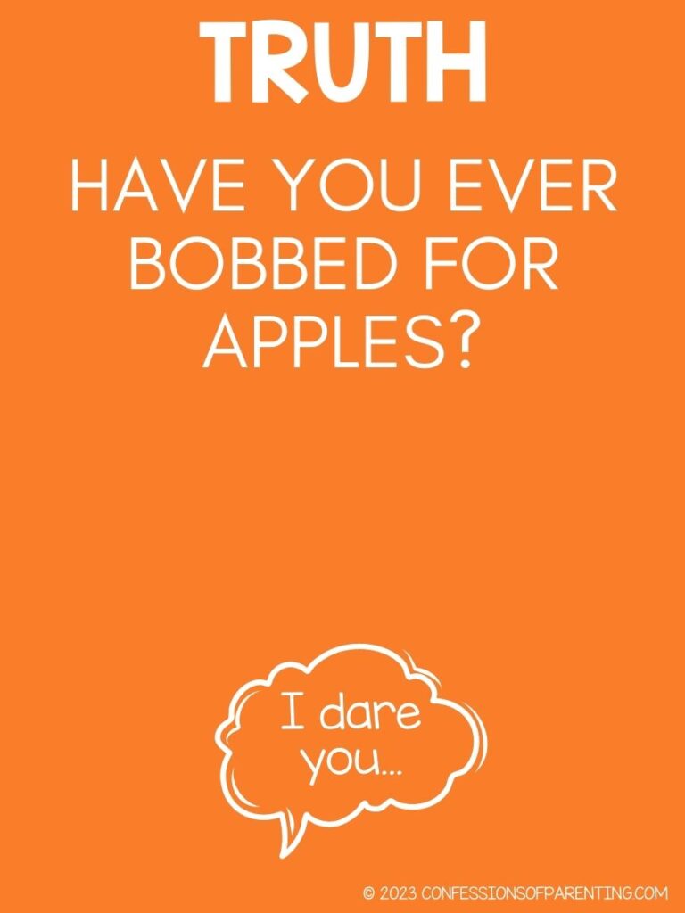 in post image with orange background, and white text with truth question