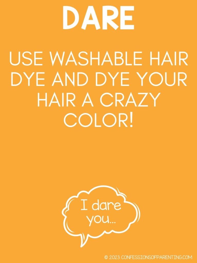 in post image with yellow background, and white text with dare