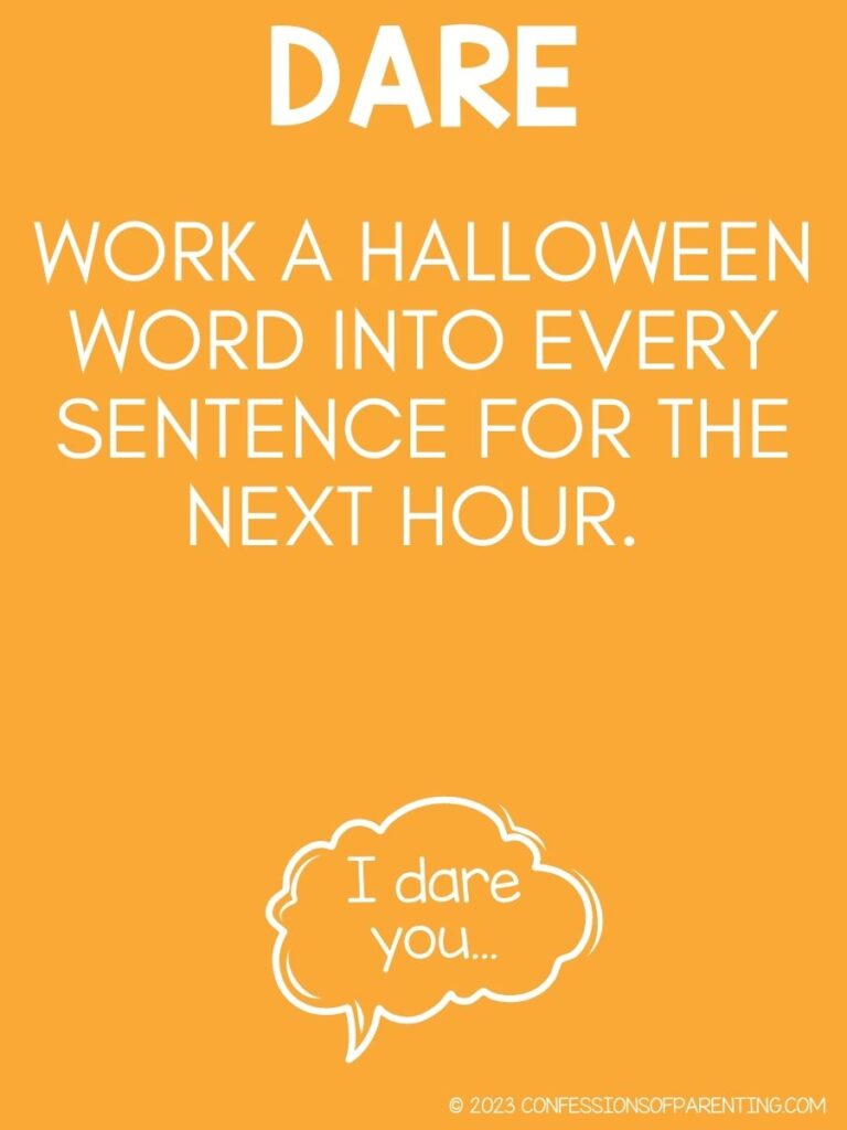 in post image with yellow background, and white text with dare