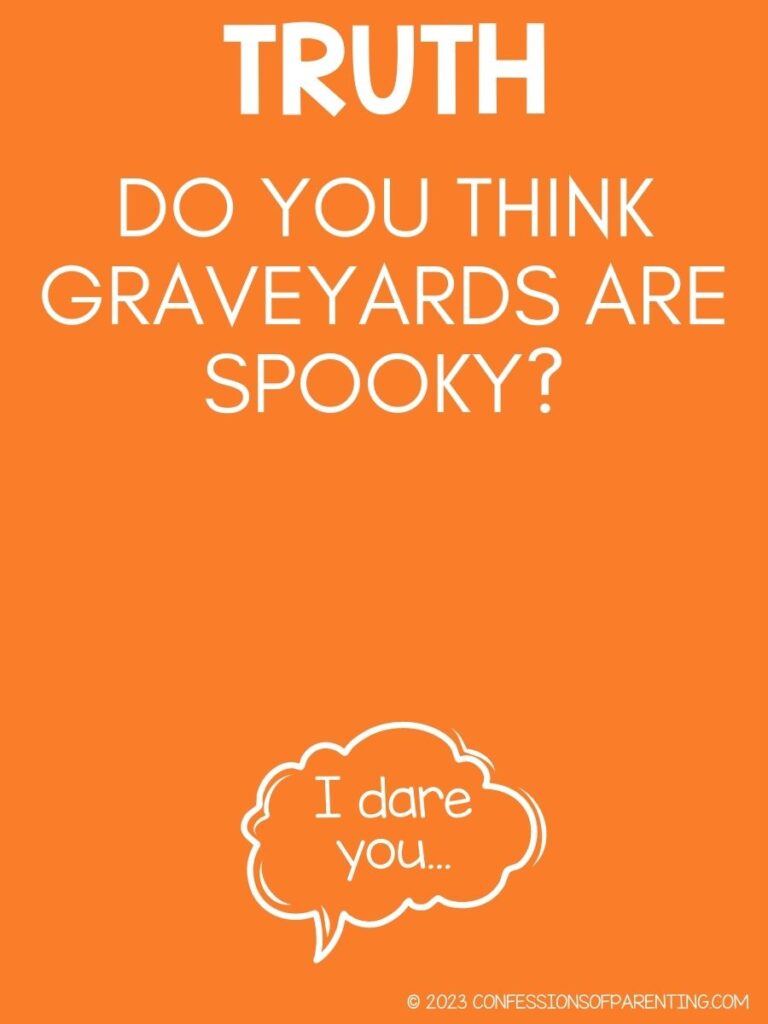 in post image with orange background, and white text with truth question