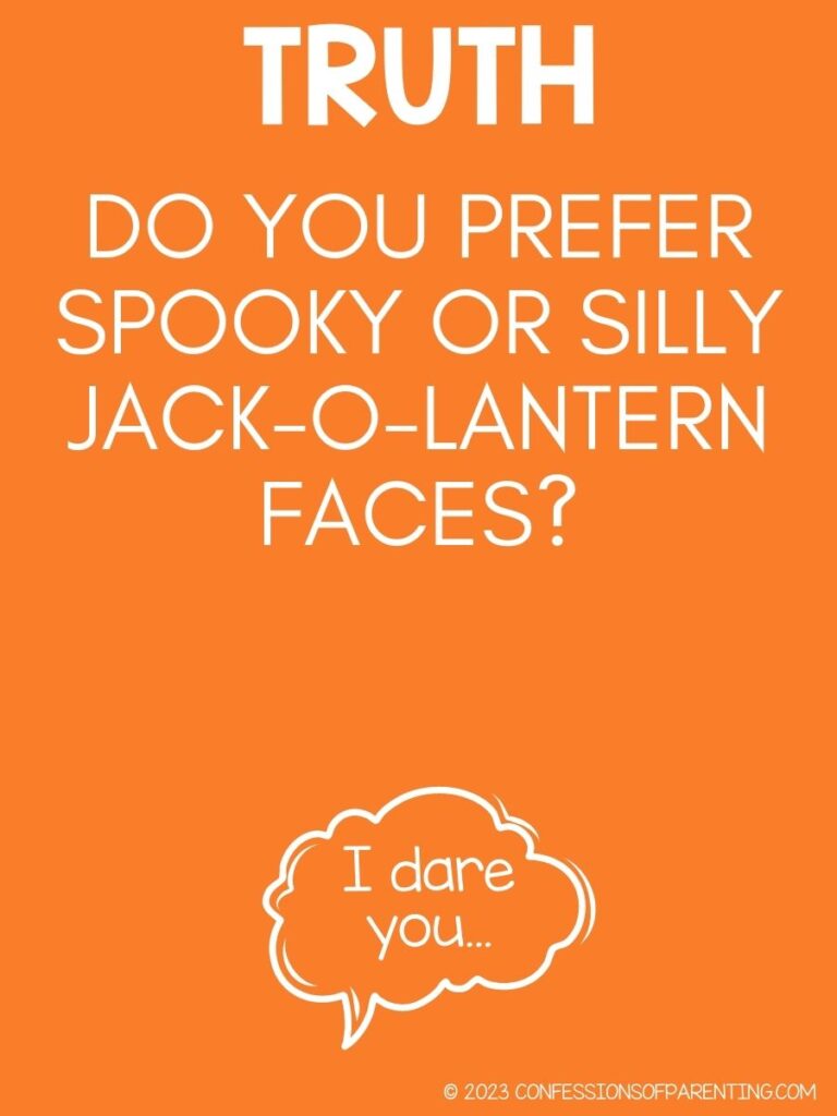 in post image with orange background, and white text with truth question