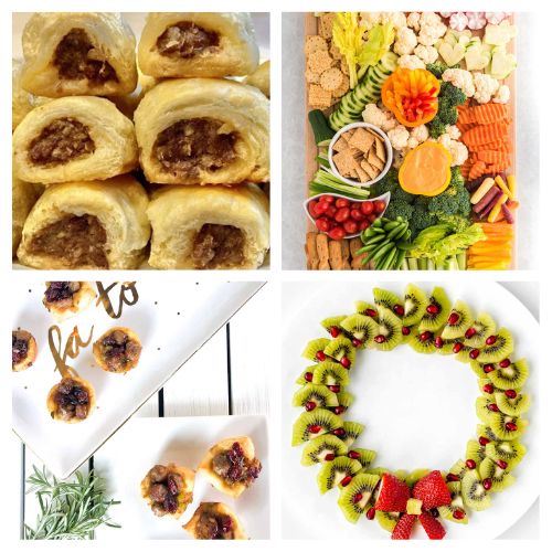 in post image with white background and images of Christmas Appetizers for Kids