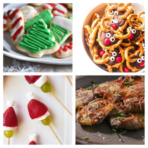 in post image with white background and images of Christmas Appetizers for Kids