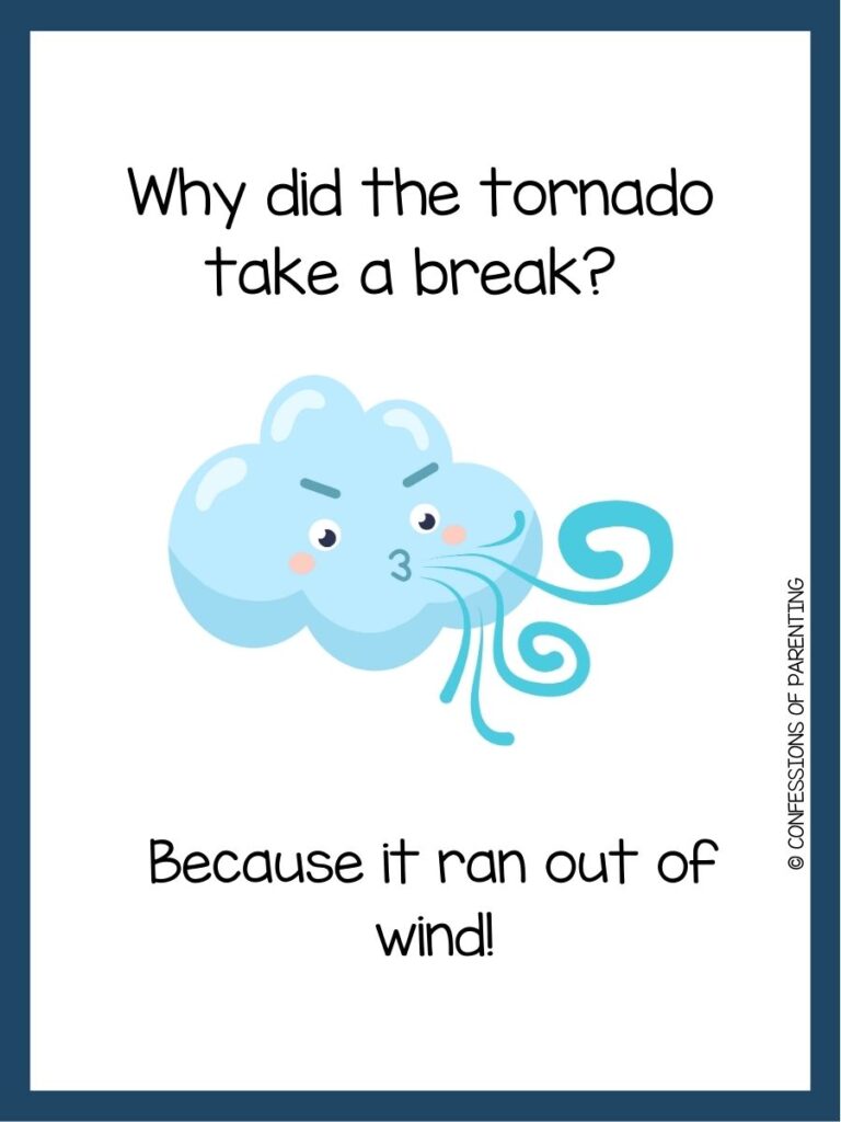 in post image with white background, blue border, text of a wind pun, and an image of a cloud blowing wind