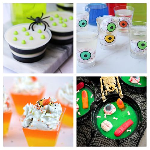 in post image with white background, and images of Halloween Jello Recipes for Kids