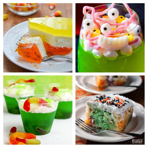 in post image with white background, and images of Halloween Jello Recipes for Kids