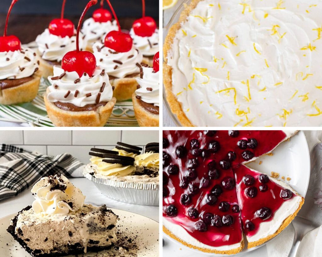 collage of different yummy Cheesecake Recipes with Premade Pie Crust