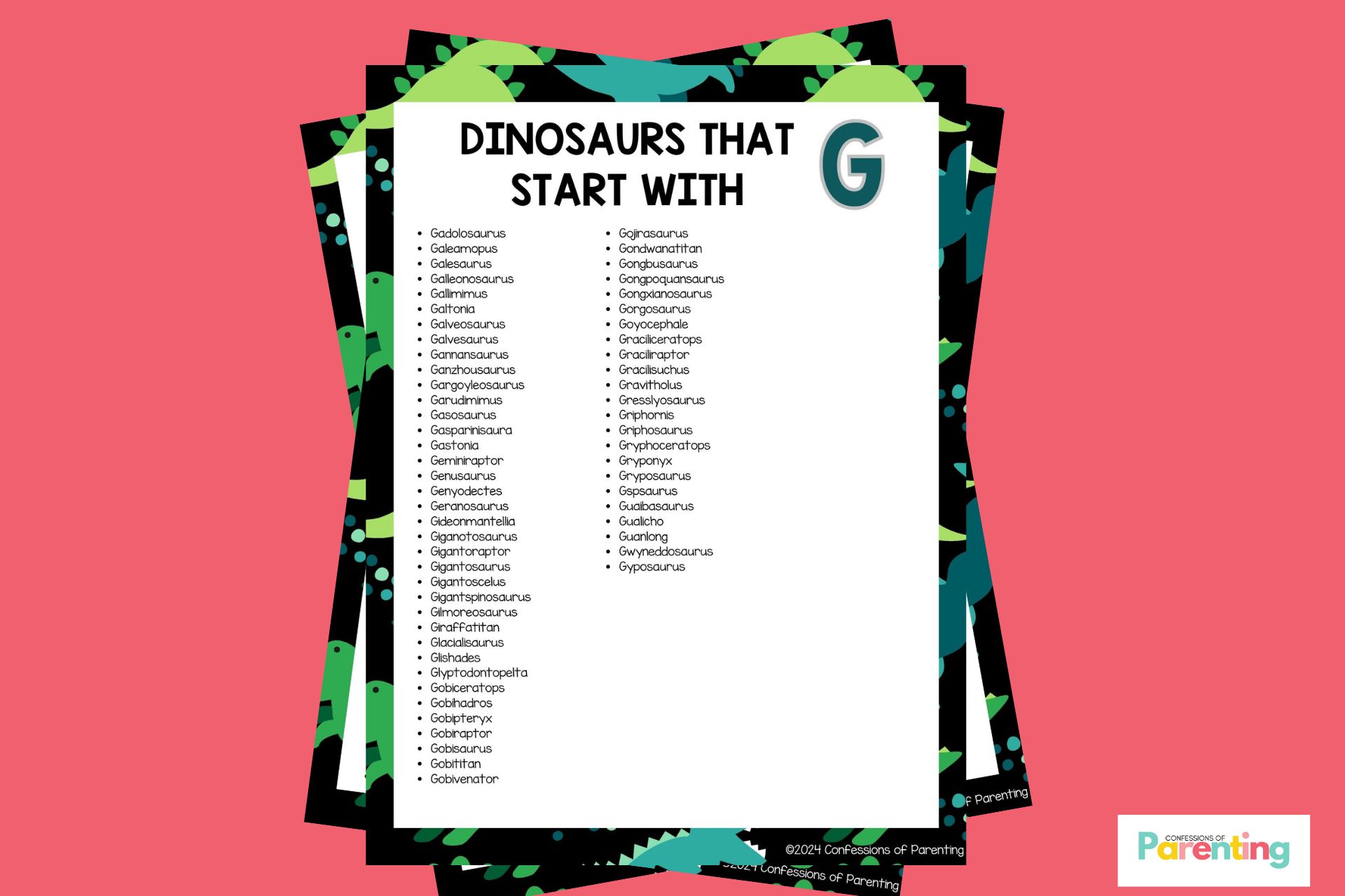 Complete List of Dinosaurs That Start With G Plus Fun Facts