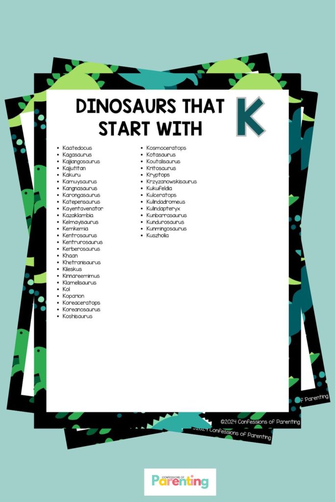 pin image: 3 dinosaurs that start with K PDFs fanned on blue background
