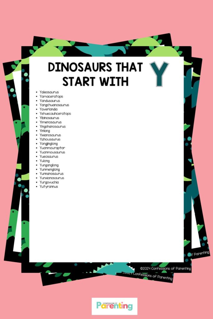 pin image: 3 dinosaurs that start with Y PDFs fanned on pink background