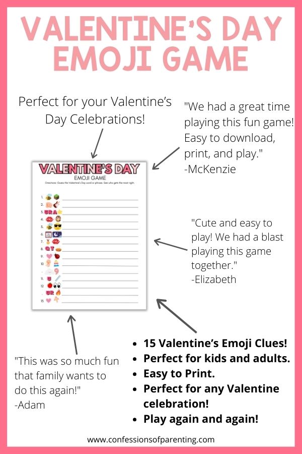 Valentine's Day Emoji PDF with testimonials of how awesome it is with pink border